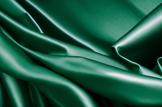 Groene stof doek satijn gevouwen achtergrond en textuur luxe stijl