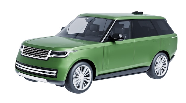 Groene SUV geïsoleerd op een witte achtergrond 3D-model