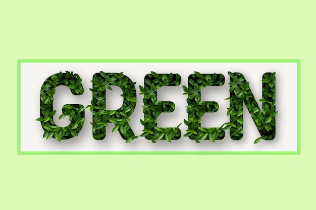 Foto groene tekst gemaakt van gras en wat effect