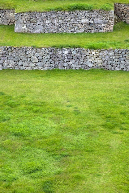 Groene terrassen in Machu Picchu in Peru