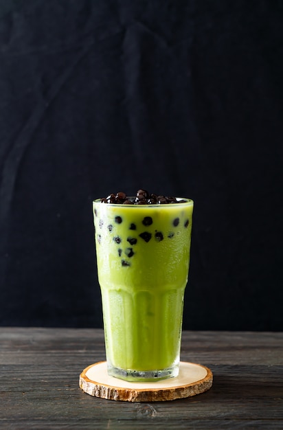 Groene thee latte met bubbel