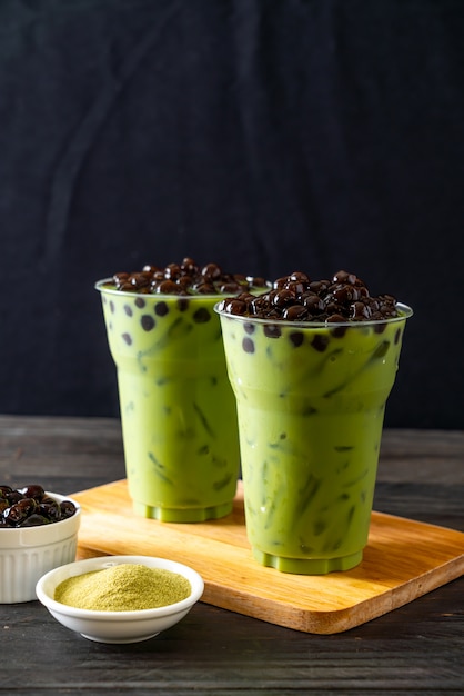 Groene thee latte met bubbel