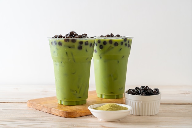 Groene thee lattes met bubbel