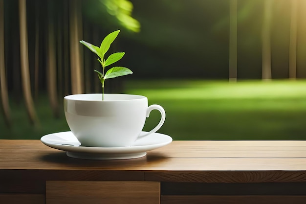 Groene thee wordt realistisch op tafel gelegd