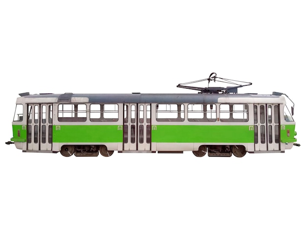 Groene tram geïsoleerd op wit