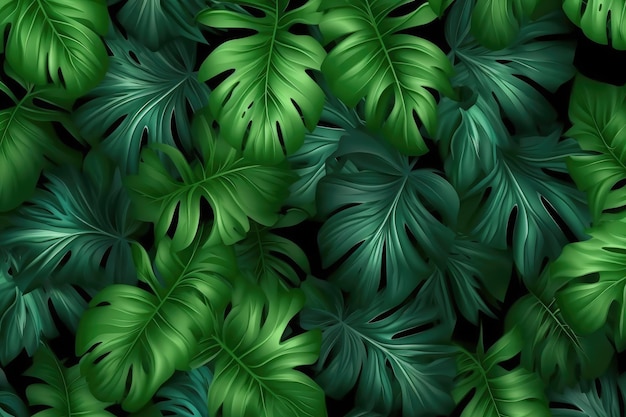 Groene tropische monstera bladeren Generatieve AI
