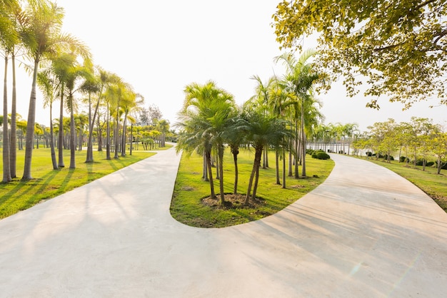 Groene tuin met joggingbaan in het park