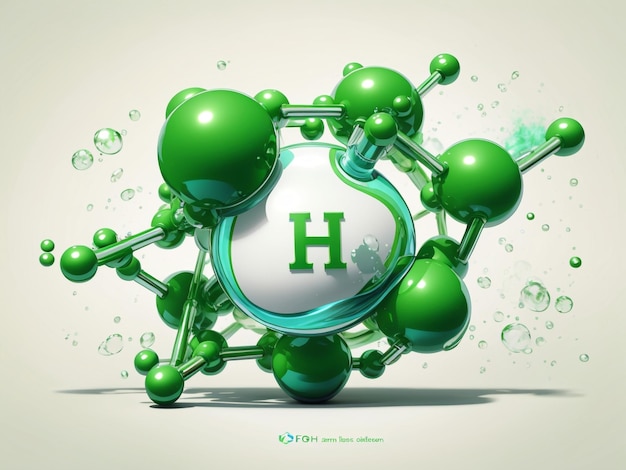 Groene waterstof H2-gasmolecuul Duurzame alternatieve energie