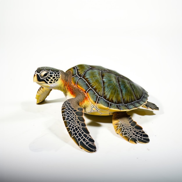 groene zeeschildpad op een witte achtergrond