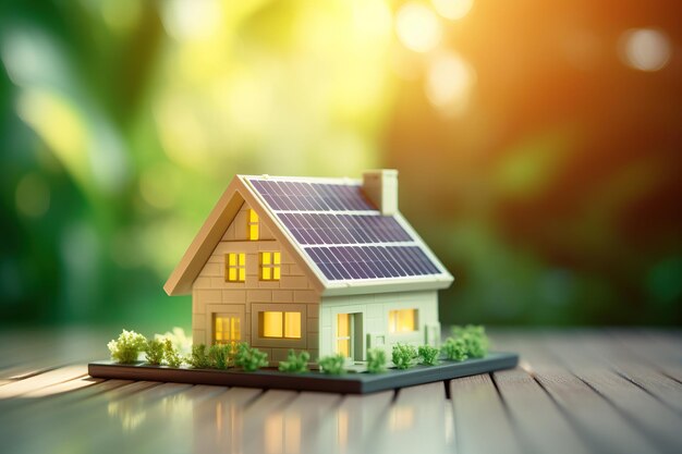 Foto groenhuis energie zonnepanelen concepten van milieuvriendelijk sociaal en bedrijfsbestuur