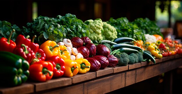 Groentebalie in een winkel of markt verse eco-producten gezondheidszorg AI gegenereerde afbeelding