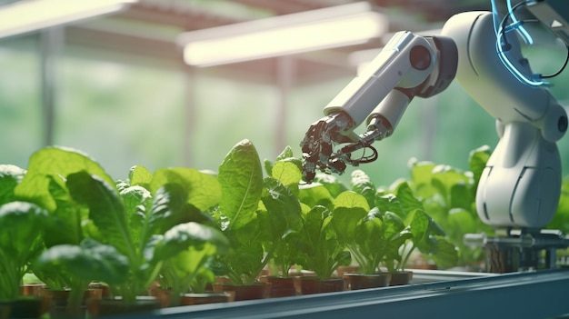 Groenteirrigatie via een robotarm Smart Farming met Hydroponics GENERATE AI