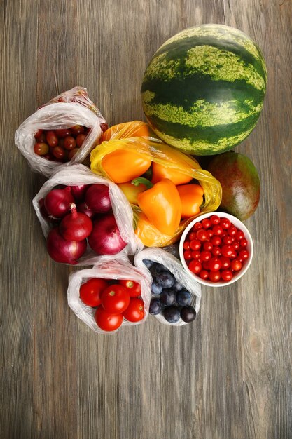 Foto groenten en fruit op tafel