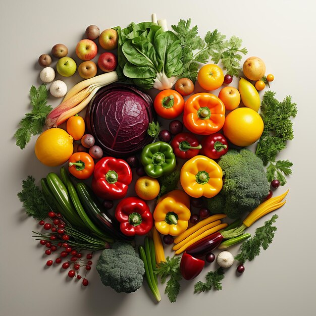 groenten en fruit op witte kopie ruimte banner Winkelen voedsel supermarkt en schoon veganistisch eten