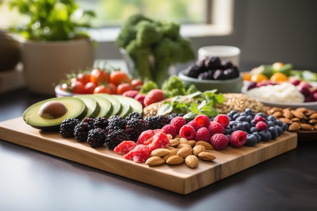 Foto groenten en granen voedsel voor mensen die geen vlees eten generatieve ai