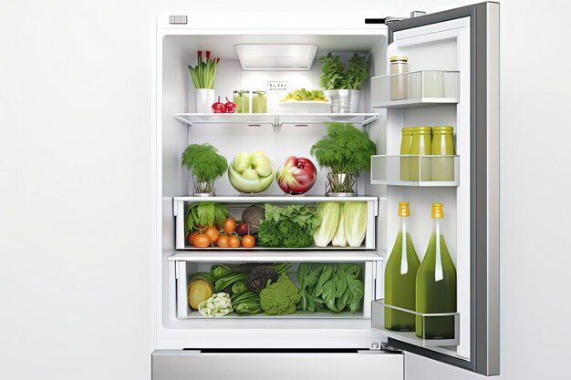 Groenten, fruit en dranken in de koelkast