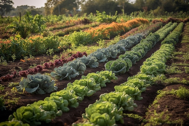 Groenten geteeld in het veld met groenten