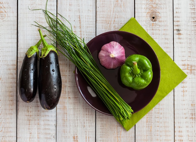 Foto groenten op een houten achtergrond