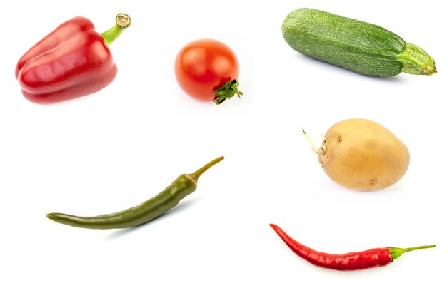 Foto groenten op een witte geïsoleerde achtergrond