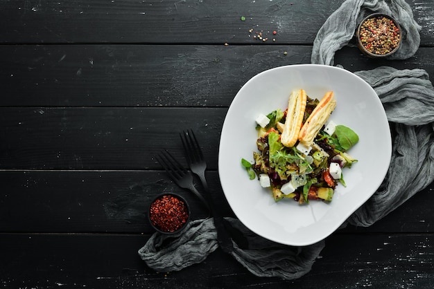 Groentesalade met fetakaas Eten Bovenaanzicht Vrije ruimte voor uw tekst