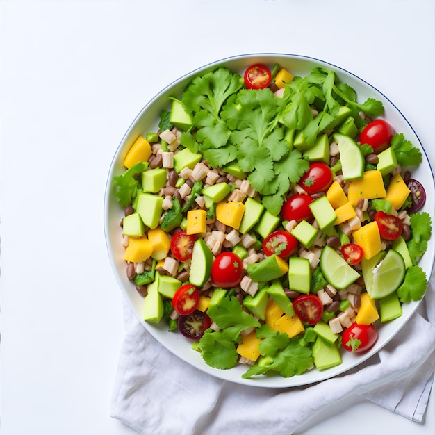 Groentesalade met tomaat komkommer paprika bleekselderij en peterselie