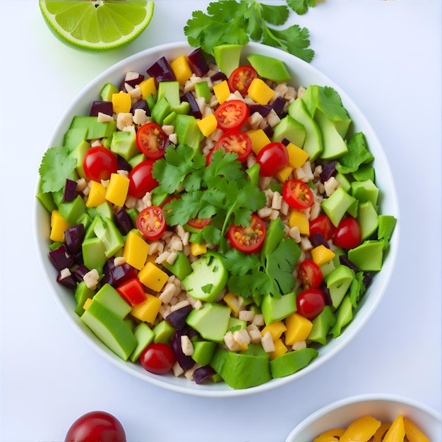 Groentesalade met tomaat komkommer paprika bleekselderij en peterselie