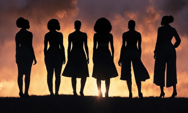 Foto groep afro-amerikaanse vrouwen die poseren in een studio fashion shot ai generative