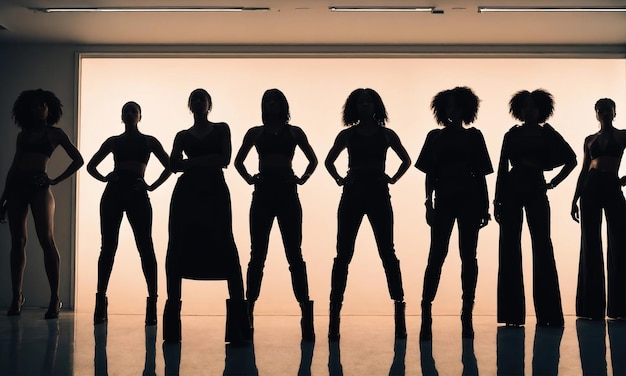 Foto groep afro-amerikaanse vrouwen die poseren in een studio fashion shot ai generative