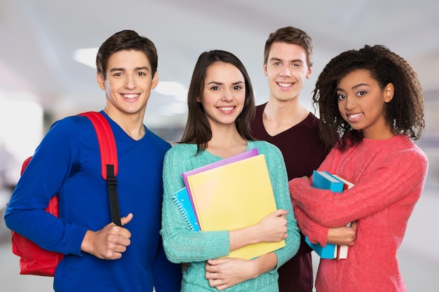 Groep blije studenten