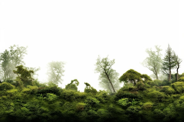 Groep bomen op een weelderige groene heuvel op een wit of helder oppervlak PNG Transparante achtergrond