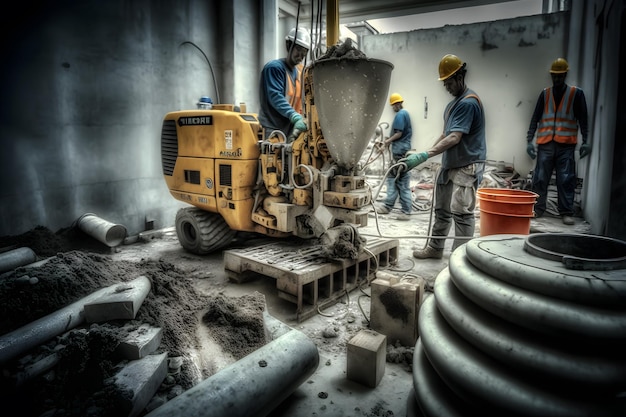 Groep civiel-ingenieurs in standaard uniform Neuraal netwerk AI gegenereerd