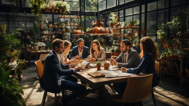 groep collega's die overeenkomen over hun nieuwe project kantooruren mannen en vrouwen