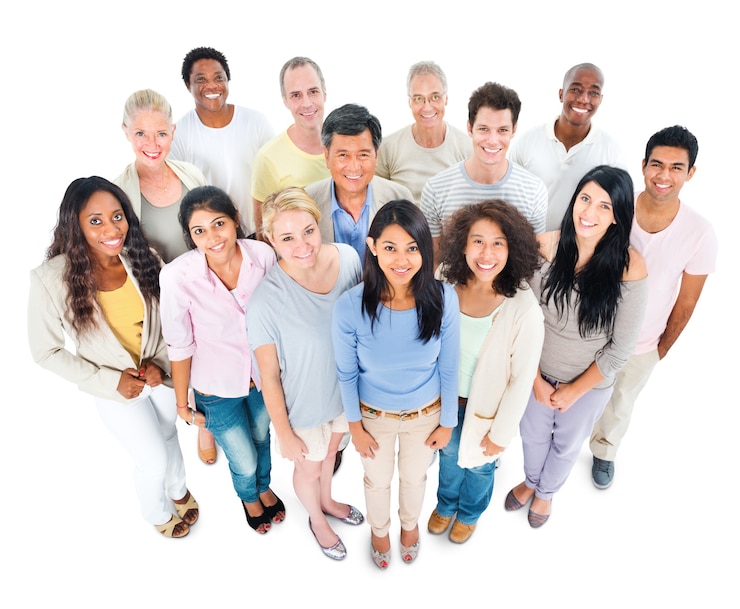 Foto groep diverse mensen