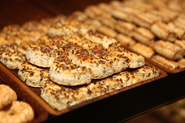 Groep geassorteerde koekjes Chocoladeschilfers havermout rozijnen witte chocolade