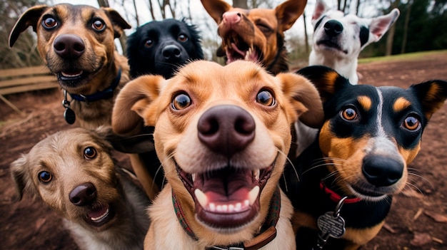 Foto groep gelukkige honden generatieve ai