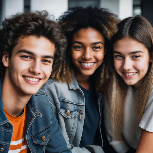 groep gelukkige jonge tieners op de werkende kantoorruimte generatieve AI