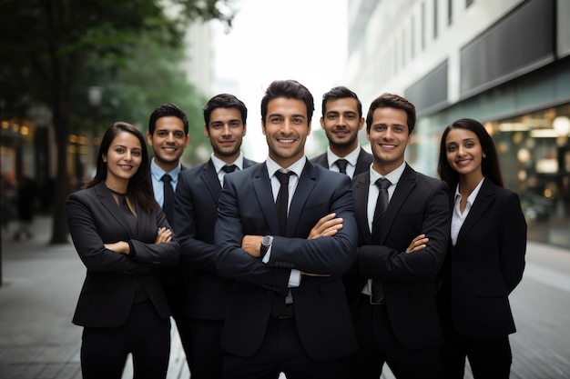 Groep Indiase zakenlieden of zakenmensen die voor een foto staan