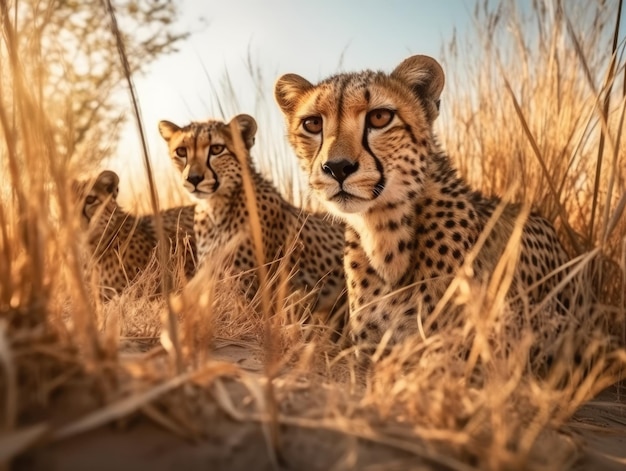 Groep jachtluipaarden in natuurlijke habitat generatieve AI