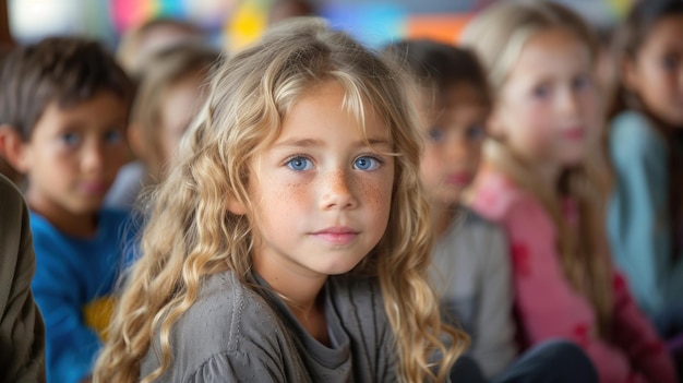 Groep jonge kinderen die samen zitten