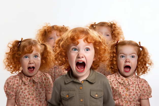 Foto groep jonge kinderen met rood haar