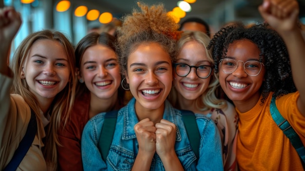 Groep jonge vrouwen die samen staan Generatieve AI