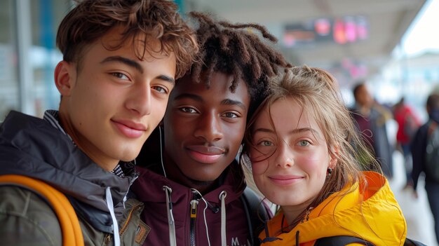 Foto groep jongeren die samen staan