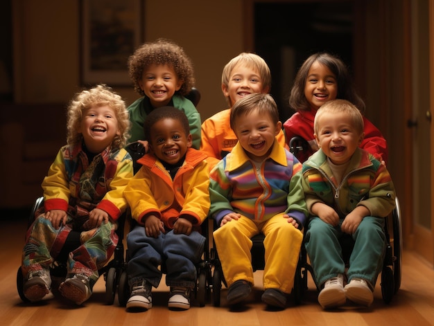 Foto groep kinderen die samen zitten