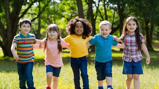 Groep kinderen in het park