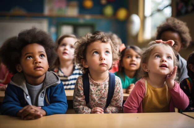 Foto groep kleine kinderen in een kleuterschool concept