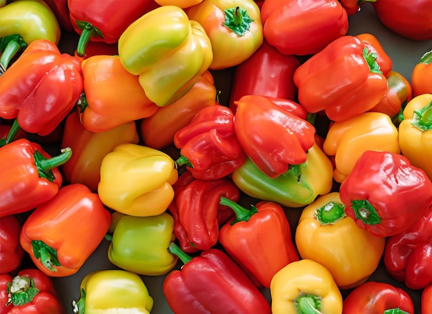 groep kleurrijke paprika bovenaanzicht