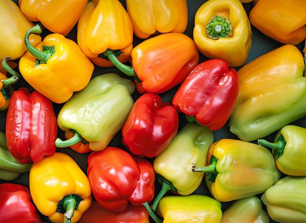 groep kleurrijke paprika bovenaanzicht