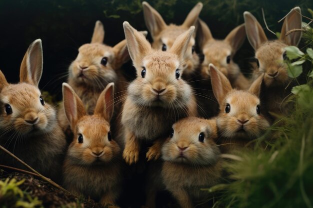 Foto groep konijnen close-up