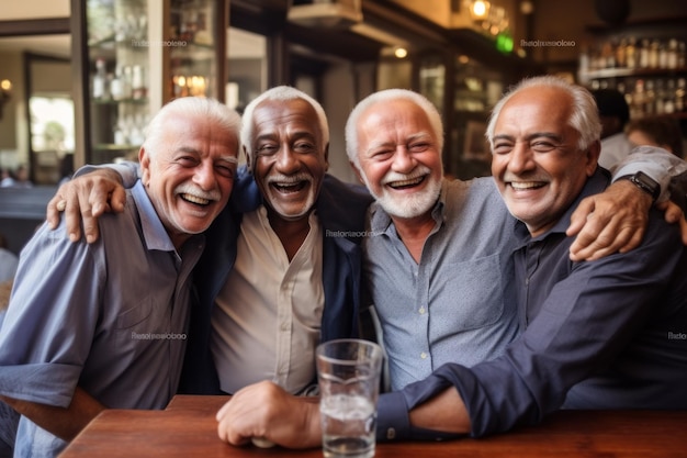 Groep mannen aan een tafel