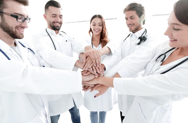 Groep medische stagiaires toont hun eenheid